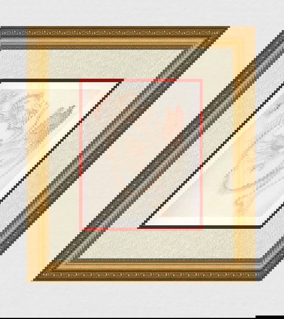 1960 Salvador Dali Dante Authentic Woodcut: Salvador Dali. (1904-1989). "Dante's Dream" Purgatory Canto 19. Authentic Original Color Woodcut from The Divine Comedy Printed in 1960 on B.F.K. Rives Paper ( this is not a reproduction, copy, or rep