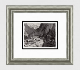 Adolphe Leleux 1844 Lithograph Framed Cantonniers (Navarre)