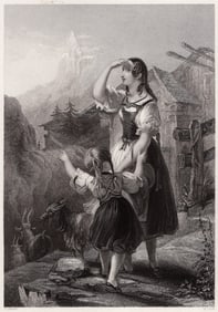 John Brown Antique 1800's Engraving Her Worst Fears Fulfilled