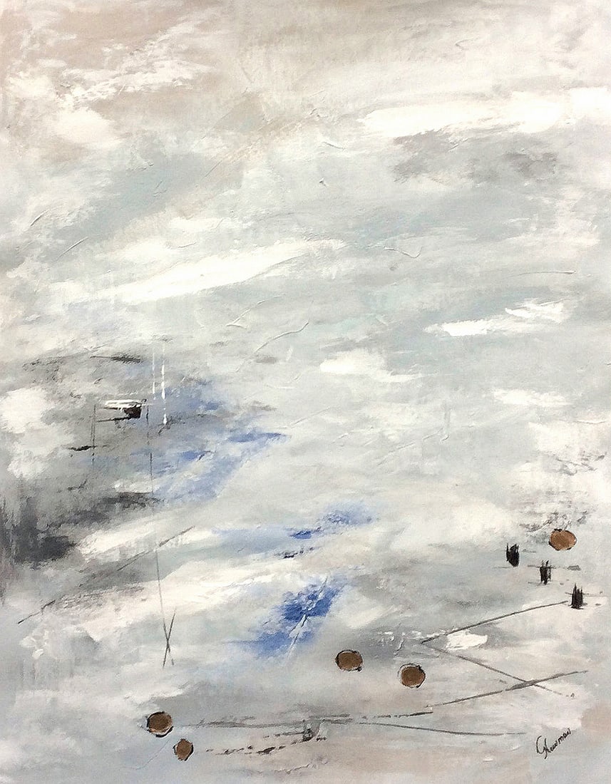 Gudrun Newman Original Painting Elemental II 32 x 40 inches: Gudrun Newman. "Elemental II". Original Mixed Media painting on canvas. Signed by the Artist. Canvas Size 32 x 40 inches. Gudrun Newman is one of the most successful contemporary artists to emerge out