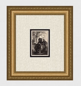 REMBRANDT SIGNED 1800S Etching B134 Old Woman with Onions DURAND