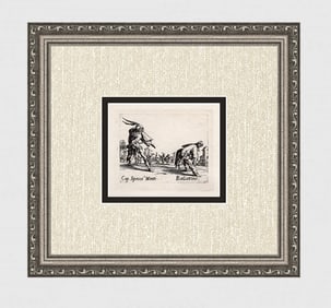 CALLOT LIMITED 1920 Engraving "Spessa Monti & Bagattino" Framed