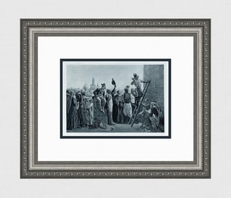 1800s Walter Charles Horsley Antique Print "The French in Cairo" Framed