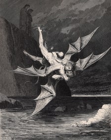 Gustave Dore Winged Demons (Dante's Divine Comedy Enferno) c. 1880 Woodcut