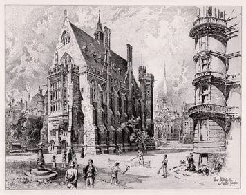 Herbert Railton The Library, Middle Temple 1892 etching