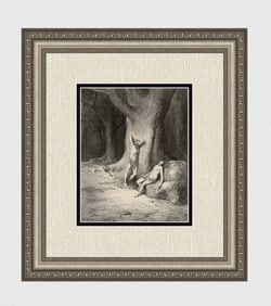 Gustave Dore Sin's Consequences, Adam and Eve (Milton's Paradise Lost) c. 1880 Wood Engraving Signed