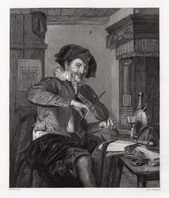 Gerrit Berckheyde The Happy Fiddler engraving signed