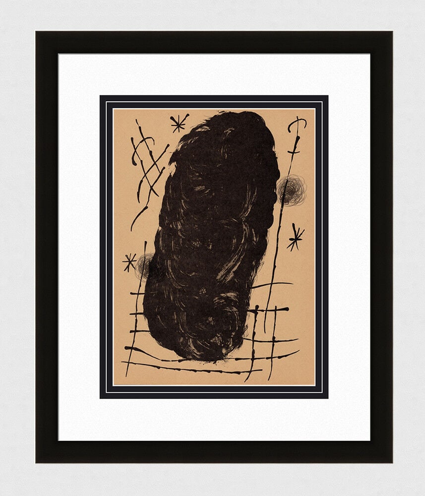 Joan Miro 1965 Abstract Color Lithograph Peintures sur Cartons GALLERY FRAMED: Joan Miro (1893 - 1983). Sans Titre (Composition I). Color lithograph on wove paper after the original. Year: 1965. Reference: DLM 151-152. Condition: Excellent. Dimensions: Sheet Size - 11 x 15 inche