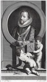 Adriaen van der Werff 1697 Engraving King James I Framed