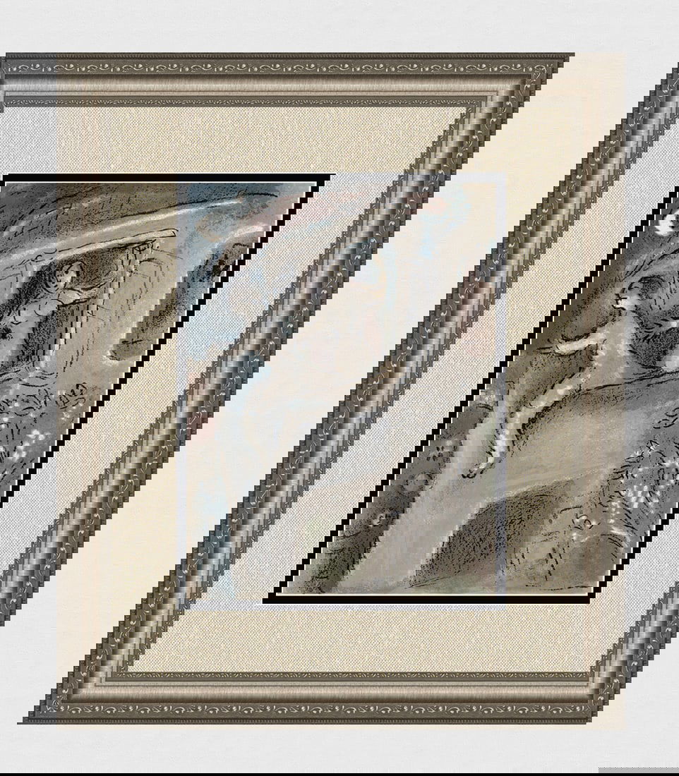 1960 Marc Chagall Lithograph David saved by Michal Framed: Marc Chagall (1887-1985) David saved by Michal (M. 250). Original Lithograph on Wove Paper. 1960. Limited to 6500 impressions. Atelier Mourlot. Dimensions: Sheet Size: c. 10 1/2 x 14 inches. Framed Di