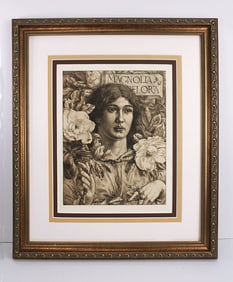 George Woolliscroft Rhead Magnolia Grandiflora 1885 etching