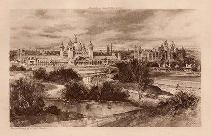 Andrew Scott Rankin Antique Print Central Buildings SIGNED Framed