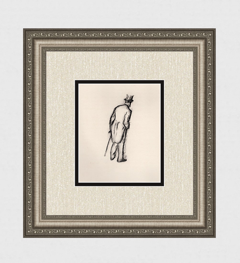 Sharp 1938 DEGAS Lithograph Ludovic Halevy Holding his Cane Limited Framed: Edgar Degas (1834 - 1917). Etude de Ludovic Halevy avec canne de dos (Study of Ludovic Halevy with Cane from Behind) (from La Famille Cardinal). Lithograph after the drawing on Velin Rives paper by ma