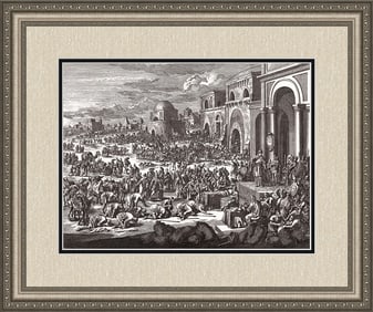 1747 Monumental Engraving Jan Luyken Joseph Sells Wheat to His Brothers Framed