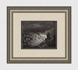 Gustave Dore Plain of Fire (Dante's Divine Comedy Enferno) c. 1880 Wood Engraving