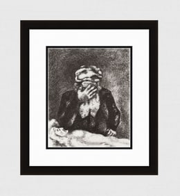 1956 Marc CHAGALL Antique Print Abraham Weeping for Sarah Framed