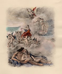 Original 1947 Paul-Emile Becat Nude Limited Lithograph The Eighth Kiss Framed