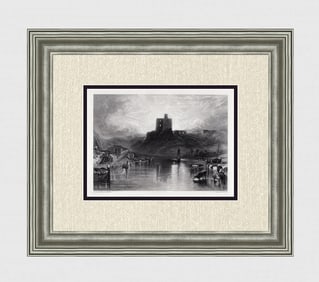 1800s William Turner Engraving Historic Norham Castle Signed Framed