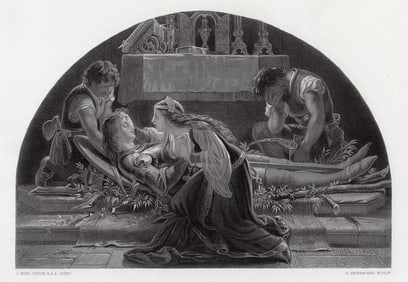 Joseph Paton 1863 Engraving Barthram's Dirge Signed