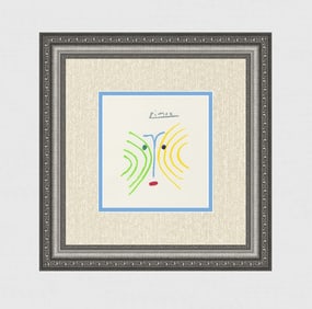 Colorful Pablo PICASSO 1968 Limited Lithograph "Abstract Face" Signed Framed