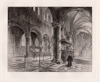 1885 Herbert Railton The Chantry of the Black Prince etching signed