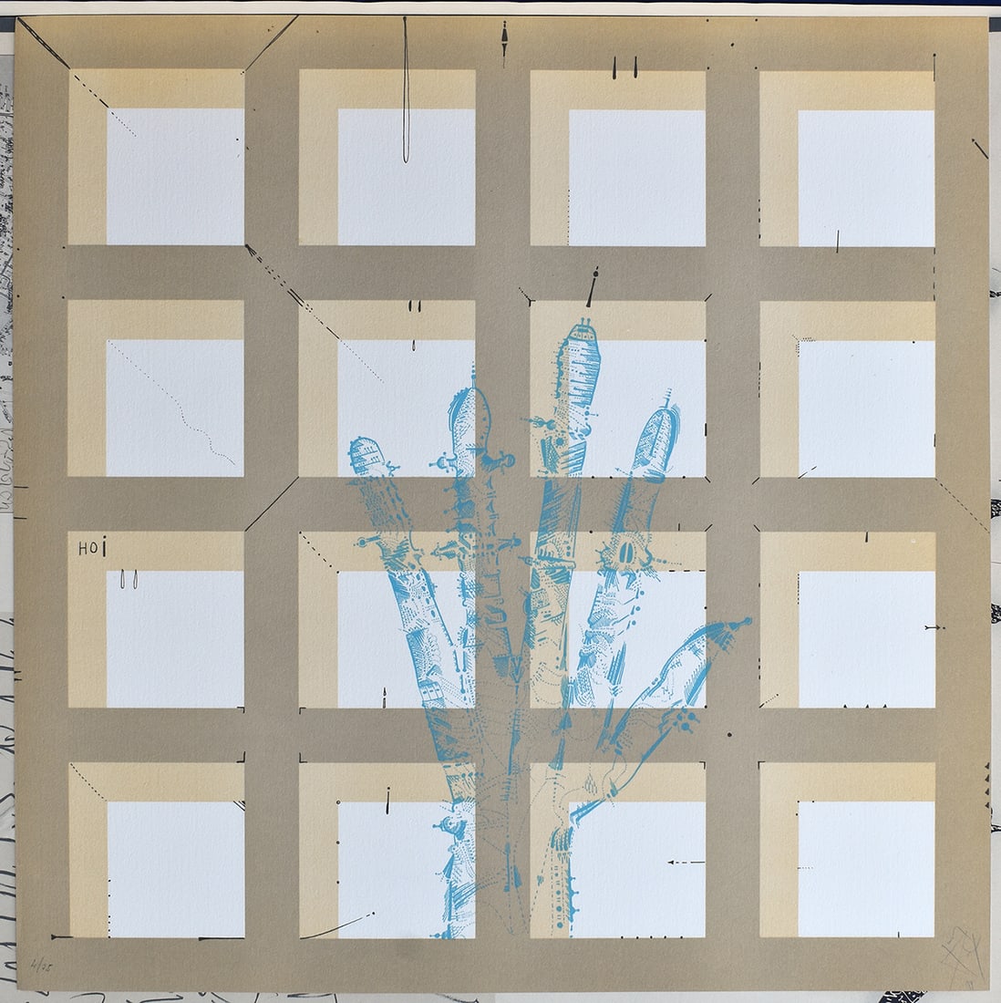 Joan Ponc 1974 Lithograph Exploration of the Shadow Signed Numbered: Joan Ponc (1927-1984). Exploracio de l'Ombra II (Shadow Exploration). Original Color Lithograph on Guarro Paper. Limited to an Edition of 75. Year: 1974. Hand Signed and Numbered by the Artist. Condit