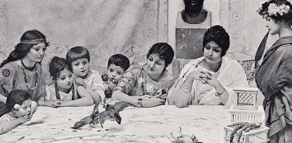 Georges Rochegrosse 1800s Antique Print A Cockfight SIGNED Framed