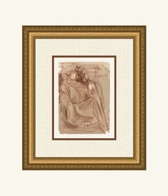 Salvador Dali 1960 Great Event Authentic Woodcut Signed Framed