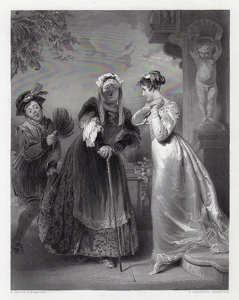 1800s Henry William PICKERSGILL Engraving Florimel & the Witch SIGNED Framed (1 of 3)