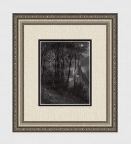 Gustave DORE SIGNED 1800s Orland Furioso Woodcut RinaldoTravels FRAMED