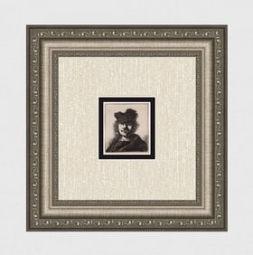 1800s REMBRANDT B6 Etching SIGNED Self Portrait Fur Cap Durand