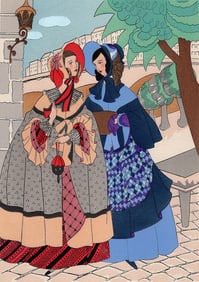 RO KEEZER Color Pochoir The Late Night Rendezvous FRAMED