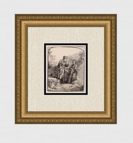 1800s REMBRANDT B34 Etching SIGNED Abraham and Isaac Durand