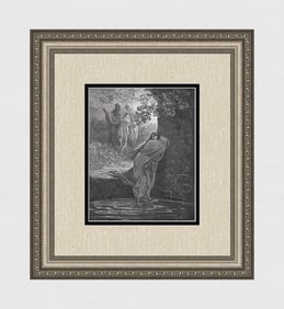 FRAMED 1800s Gustave DORE Religious Woodcut SUSANNA AT THE BATH Signed
