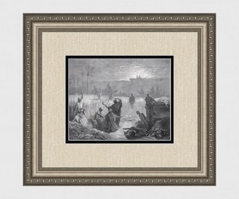 Gustave DORE 1800s Religious Wood Engraving "Return of the Ark" Framed SIGNED