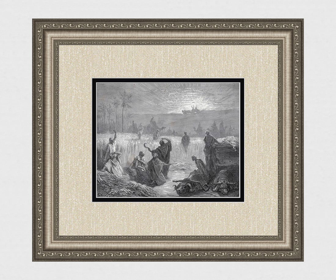 Gustave DORE 1800s Religious Wood Engraving "Return of the Ark" Framed SIGNED (1 of 3)