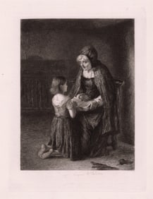 George Paul Chalmers The Prayer 1877 Etching Signed Framed