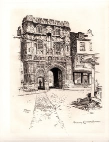 1885 Joseph Pennell Christchurch Gateway etching signed