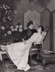 Pretty 1800s Auguste TOULMOUCHE Antique Historic Print Consolation FRAMED