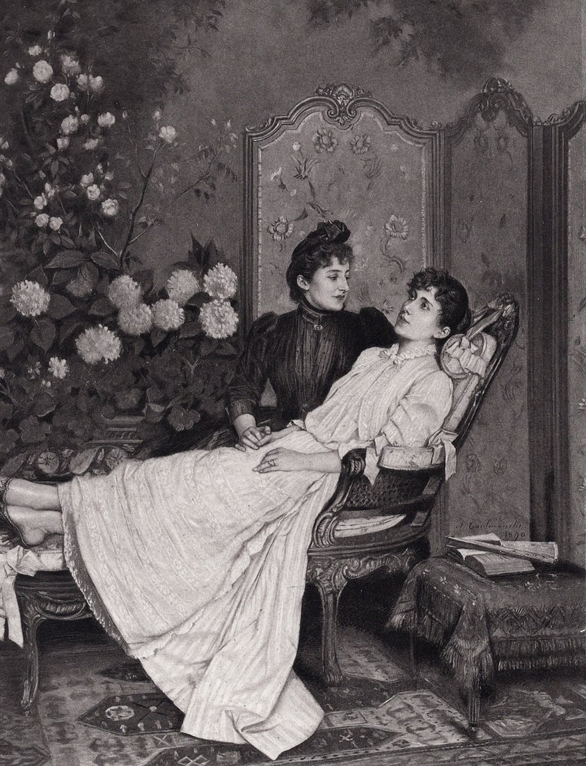 Pretty 1800s Auguste TOULMOUCHE Antique Historic Print Consolation FRAMED (1 of 2)