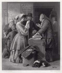 1869 William Mulready Choosing the Wedding Gown engraving signed