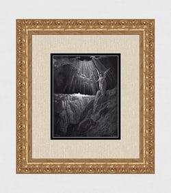 1800s Gustave DORE Wood Engraving The Angel & Saint John Framed SIGNED