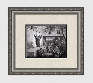 1800s GUSTAVE DORE'S BIBLE Wood Engraving Micah Exhorting the Israelites SIGNED FRAMED