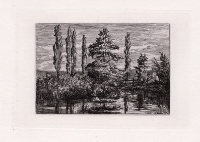 Philip Gilbert Hamerton Poplars and Oak 1874 etching