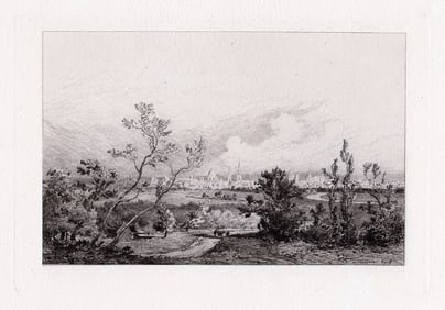 Charles Henri Toussaint 1879 etching General View, Oxford signed
