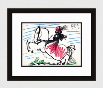1961 PABLO PICASSO Mourlot Lithograph "Jacqueline on Horseback GALLERY FRAMED