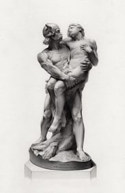 1800s William John Seward Webber Engraving Warrior & Wounded Youth FRAMED