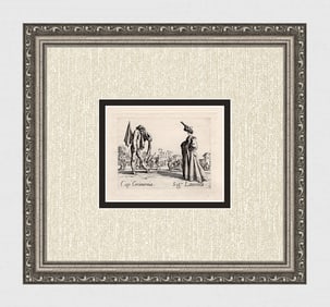 1920 CALLOT Engraving "Greetings for the Lady" Limited Gallery Framed