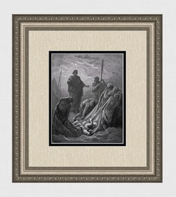 1800s Gustave DORE Biblical Woodcut Jesus at the Sea of Tiberias FRAMED Signed