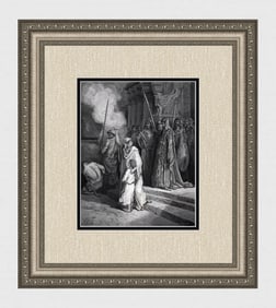 Religious 1800s Gustave DORE SIGNED Wood Engraving THE MOTHER'S COURAGE Framed